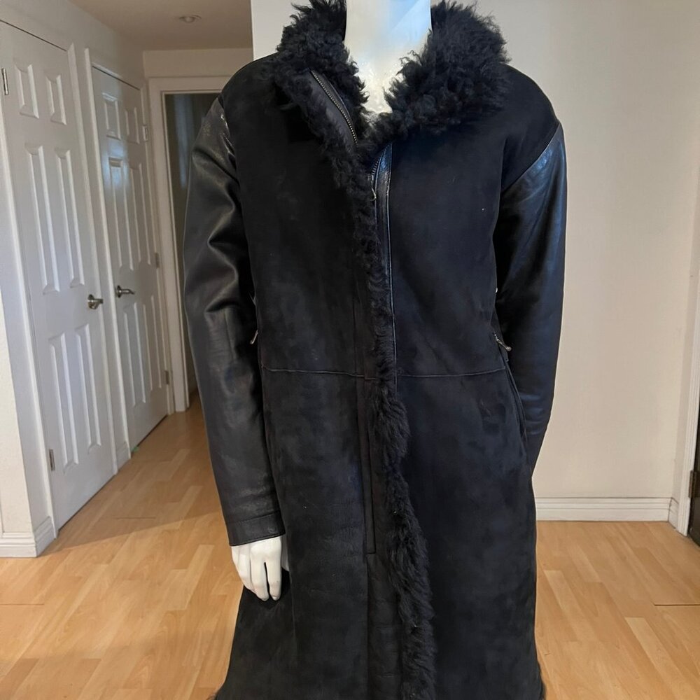 $1100 SUEDE LAMBSKIN 34 WHITE LABEL LEATHER TRIM 3/4 JACKET MADE IN ITALY